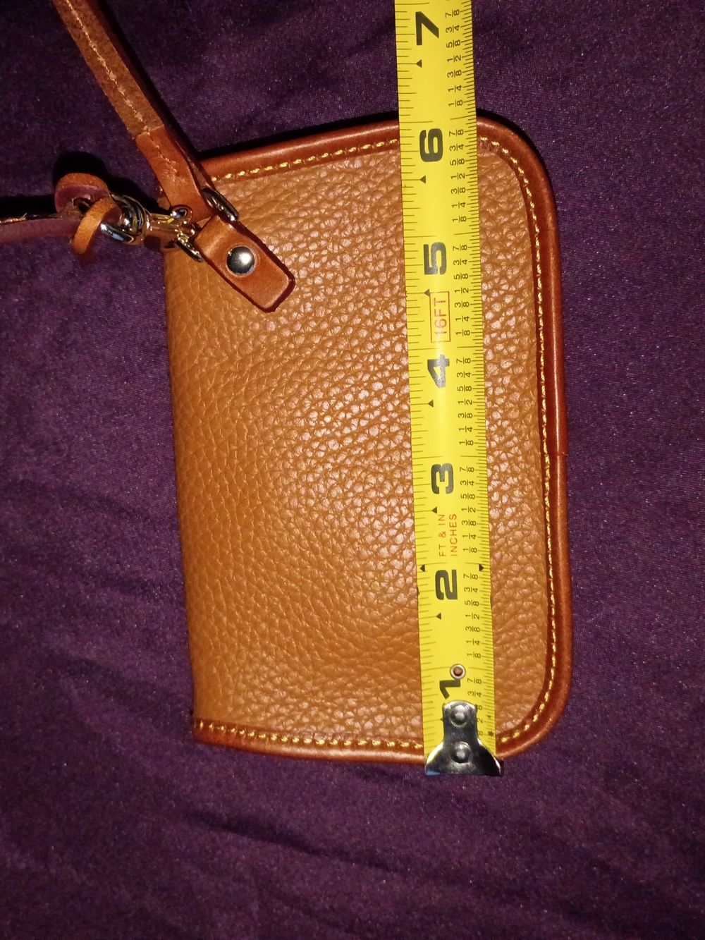 Dooney & Bourke Pebbled Leather Camel Wristlet - Picture 9 of 10